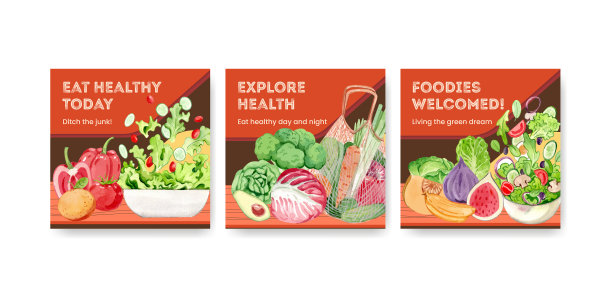 横幅模板与健康沙拉图片下载