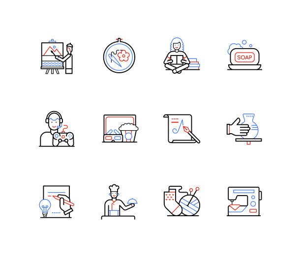 爱好及休闲活动——线条设计风格图片下载