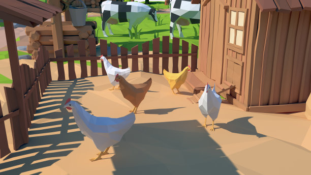 等距低多边形房屋，3D渲染图片下载