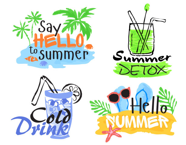 一套水果标签和贴纸图片下载