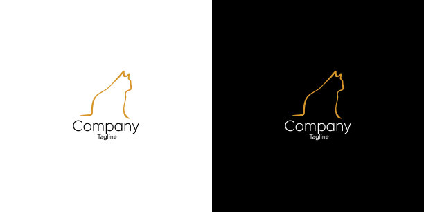 独特优雅的猫标志设计图片下载