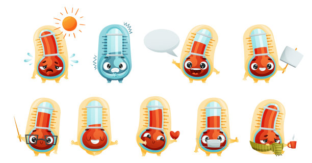 卡通温度计字符不同图片下载