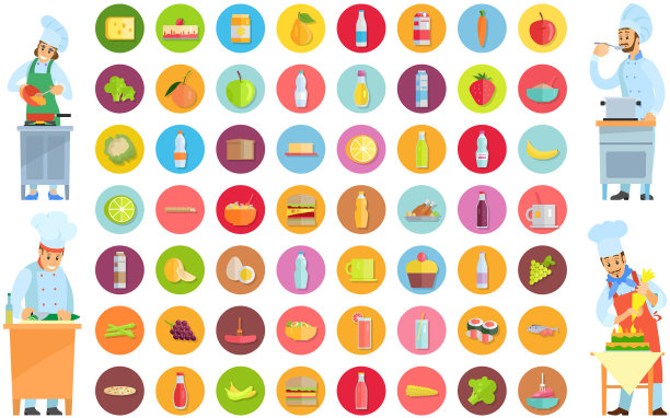 一组厨师创造餐厅餐人油炸图片下载