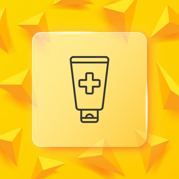 牙膏行图标。护手霜、按摩膏、面膜、软膏、剃须膏、红十字管。卫生保健的概念。Glassmorphism风格。矢量线图标的业务和广告图片下载