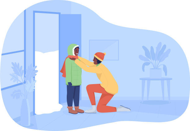 父子二人穿衣保暖2d隔离图片下载