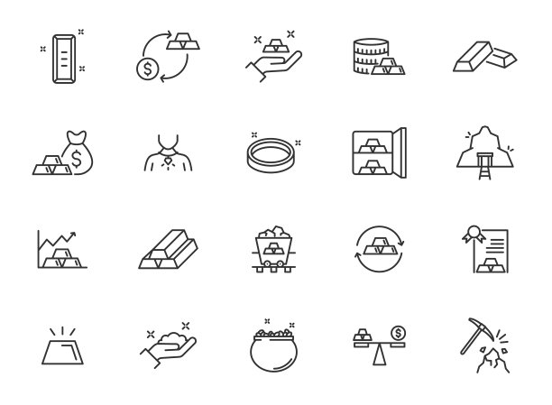 金金属锭线图标设置金条图片下载