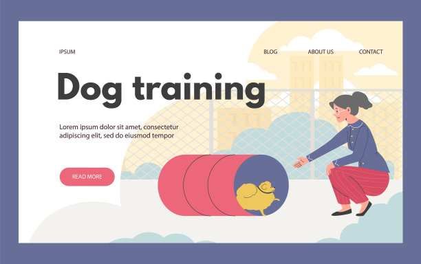 狗训练网站横幅与宠物主人和图片下载