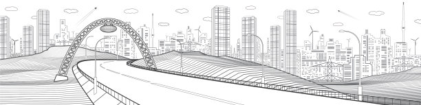 高速公路桥下现代城市图片下载