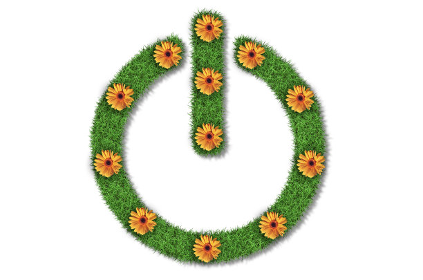 Onoff标志由草制成图片下载