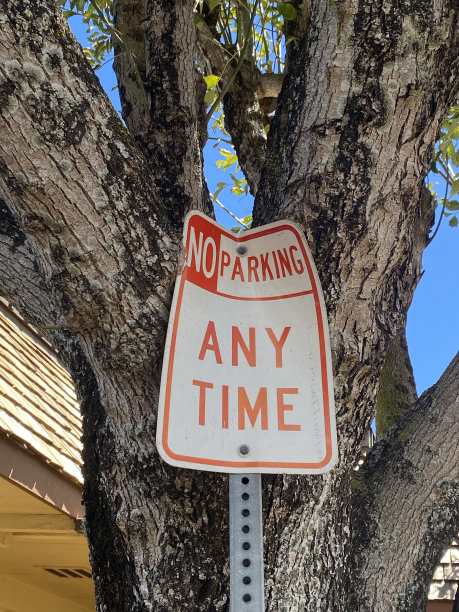 停车标志周围长着树图片下载