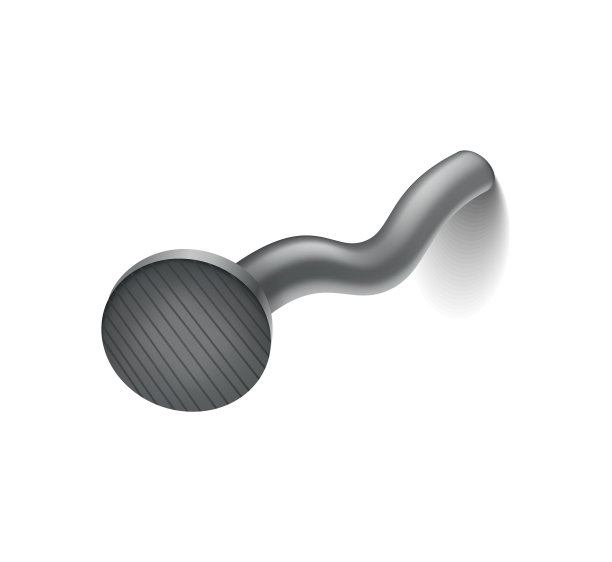 钉在表面。铁、钢或银的针头。带有卡通帽的弯曲金属钉或鞋钉。矢量俯视图灰色硬件住宅建设，孤立在白色背景图片下载