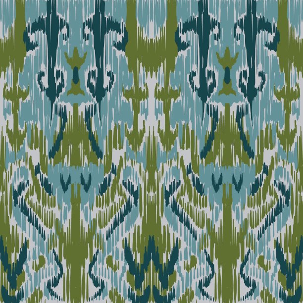 插图，伊卡特印花纺织品图案墙纸图片下载