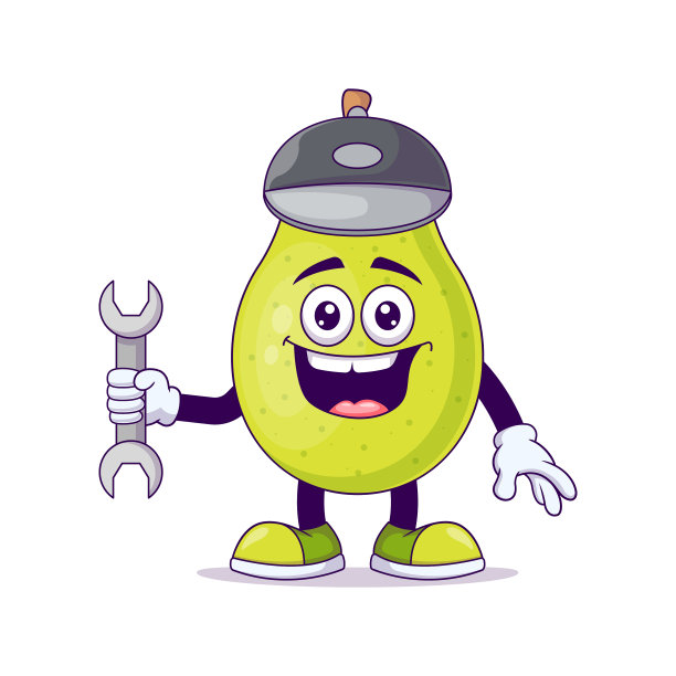 可爱的卡通机械梨设计图片下载