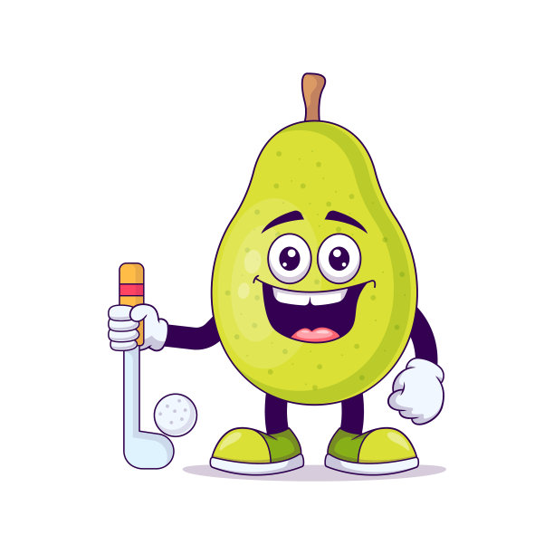 可爱的梨打高尔夫的卡通设计图片下载