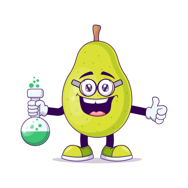 可爱的科学家梨卡通设计图片下载