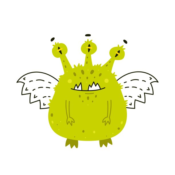 有趣和可爱的飞行怪物涂鸦的脸图片下载