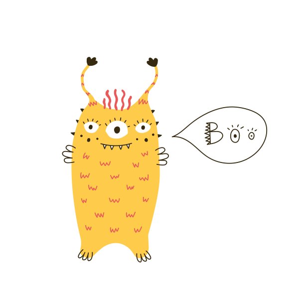 怪物说boo可爱的卡通人物在斯堪的纳维亚风格图片下载