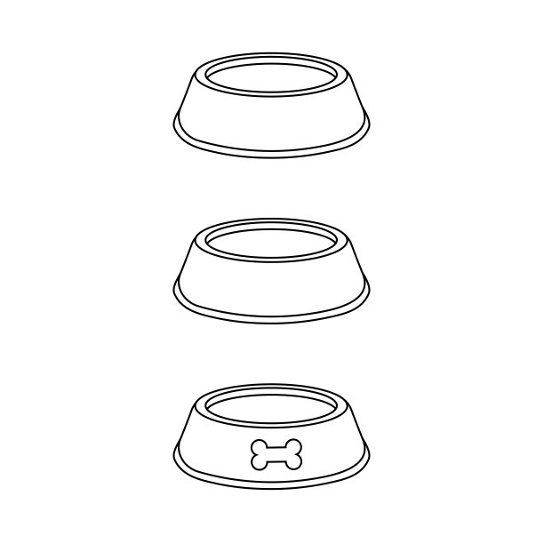 一套线型宠物碗。矢量插图在白色背景图片下载