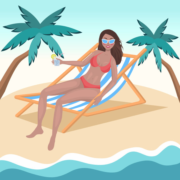 在躺椅上晒太阳图片下载