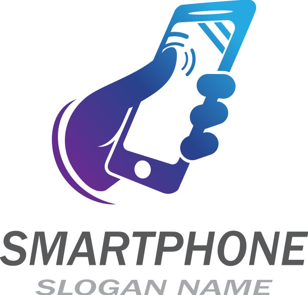 手触摸智能手机图标在白色背景图片下载