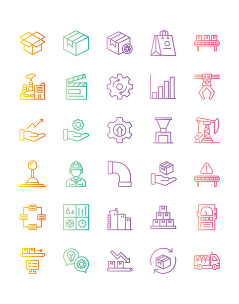 生产图标设置30孤立在白色背景图片下载