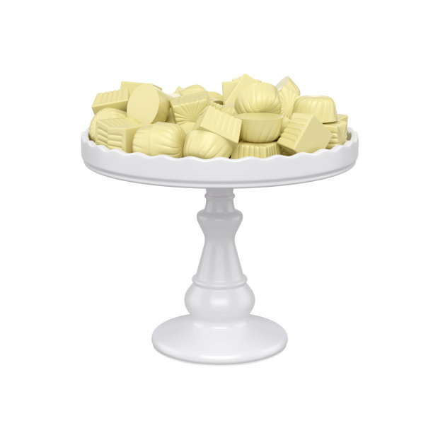 巧克力糖果托盘，孤立在白色背景，3d渲染图片下载