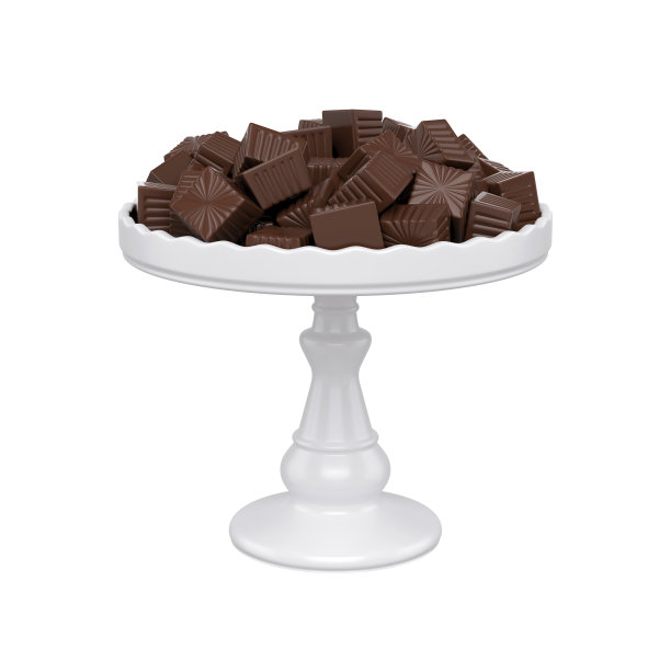 巧克力糖果托盘，孤立在白色背景，3d渲染图片下载