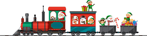 火车上的圣诞老人和圣诞精灵图片下载