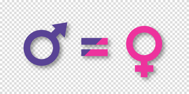 男性和女性性别标志图标在透明的背景。男女平等:男人或男孩与女人或女孩之间的关系和平等的概念矢量等权插图图片下载