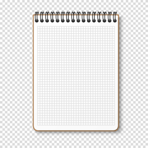 带有水平螺旋弹簧的记事本。笔记本与方格表。透明背景上的矢量插图图片下载