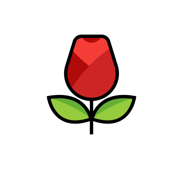 矢量孤立的红玫瑰图标插图。彩色红花图标图片下载