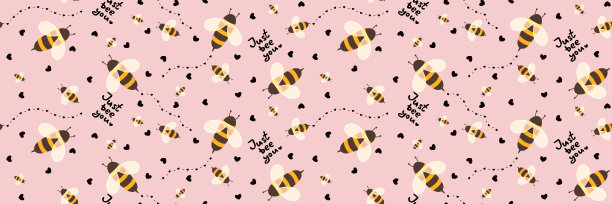 夏季蜜蜂无缝图案的孩子和面料和配件图片下载