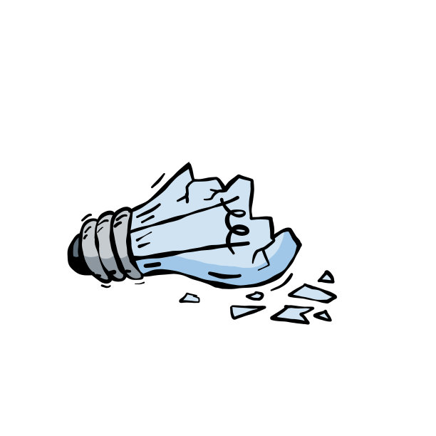 破碎的灯泡。裂纹在灯泡。素描玻璃碎片。图片下载