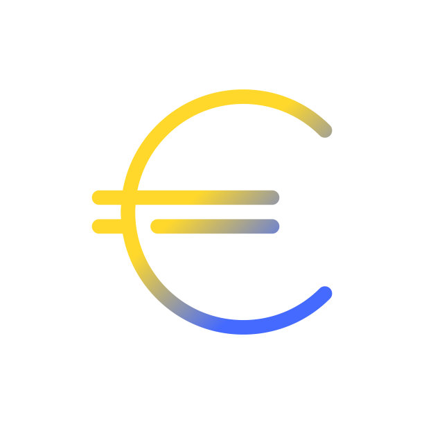 欧元符号像素完美梯度线性ui图标图片下载