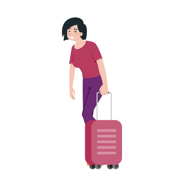 年轻快乐的女子旅游平卡通人物。旅行的人在暑假旅行，孤立在白色的背景。图片下载