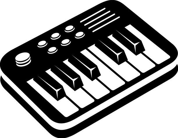 钢琴合成器简单风格图标音乐图片下载