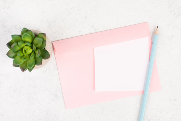 空纸用一支笔和一个仙人掌纹理的背景，头脑风暴的新想法，写一条消息，休息一下，在家办公书桌图片下载