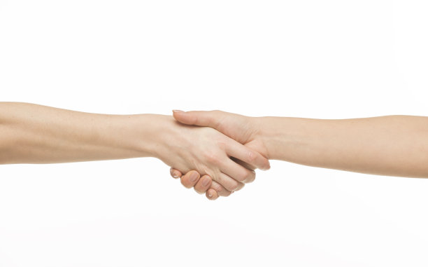 人类的双手在一个孤立的白色背景上。手表示支持，抓住，照顾，抵抗，竞争。图片下载