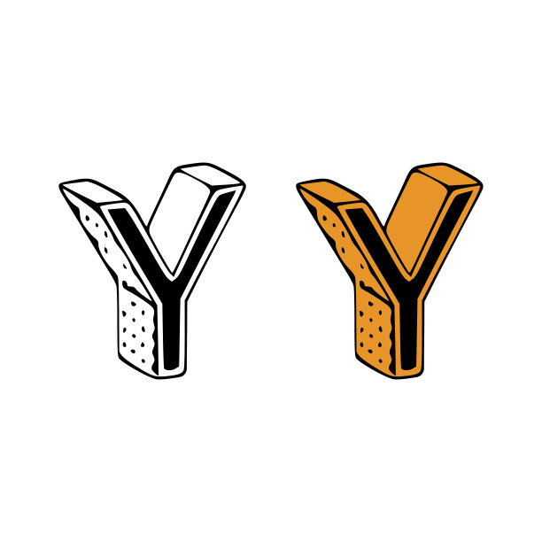 等距字母y涂鸦在白色背景图片下载