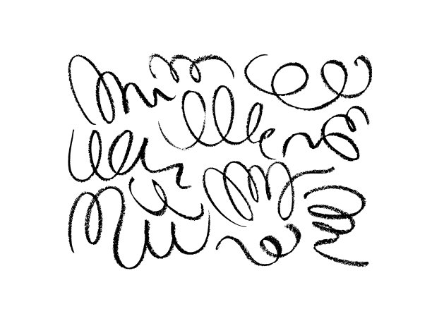 黑色漩涡木炭线收集。图片下载