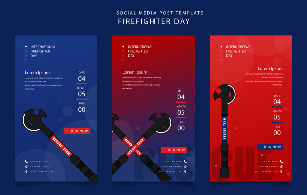 一套社交媒体发布模板与斧头设计图片下载