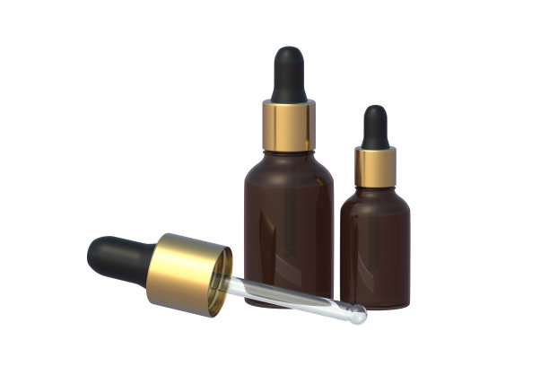 护肤精华液滴瓶，白底隔离。三维渲染图片下载