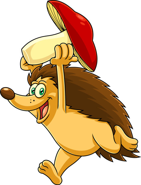 快乐的刺猬卡通人物奔跑图片下载