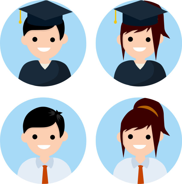 一套男人和女人的化身在蓝色的圆圈图片下载