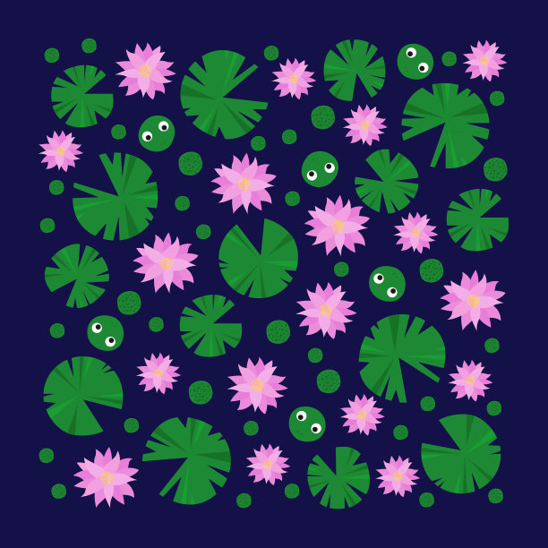 莲花、睡莲和青蛙图片下载