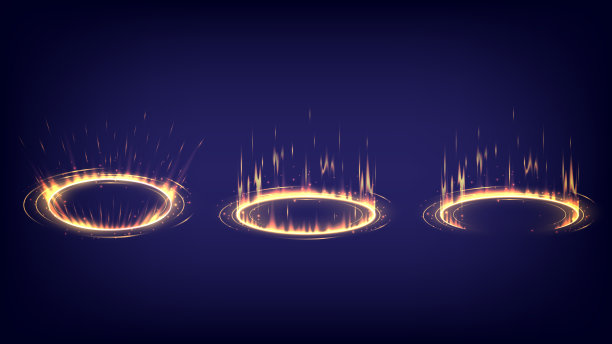 产品展示基地。霓虹灯圆形照明底座。传送门和全息影像科学的未来。发光显示投影仪中的科幻数字奢侈品。魔幻游戏中的魔法门。传送黄金讲台图片下载