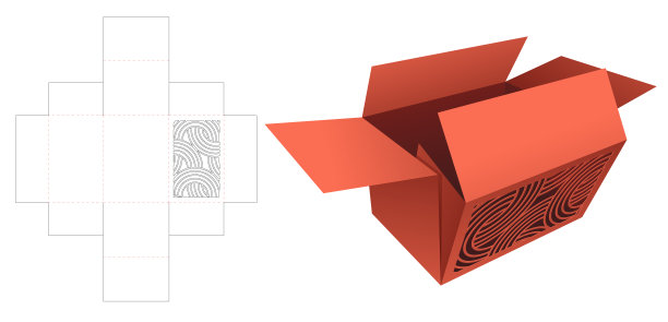 纸板包装与模板几何图案模切模板和3D模型图片下载