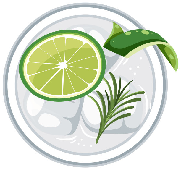 金汤力鸡尾酒杯的俯视图图片下载