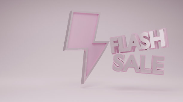 购物海报闪购横幅与雷标志和浮动周围的黄金优惠券活动或促销。产品展示舞台，舞台展示cas 3d渲染图片下载