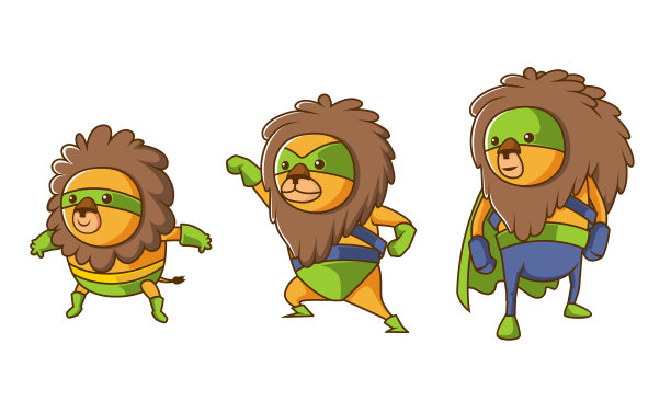 一套等距狮子英雄性格进化图片下载